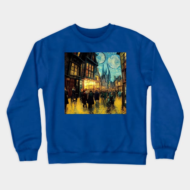 Starry Night in Diagon Alley Crewneck Sweatshirt by Grassroots Green